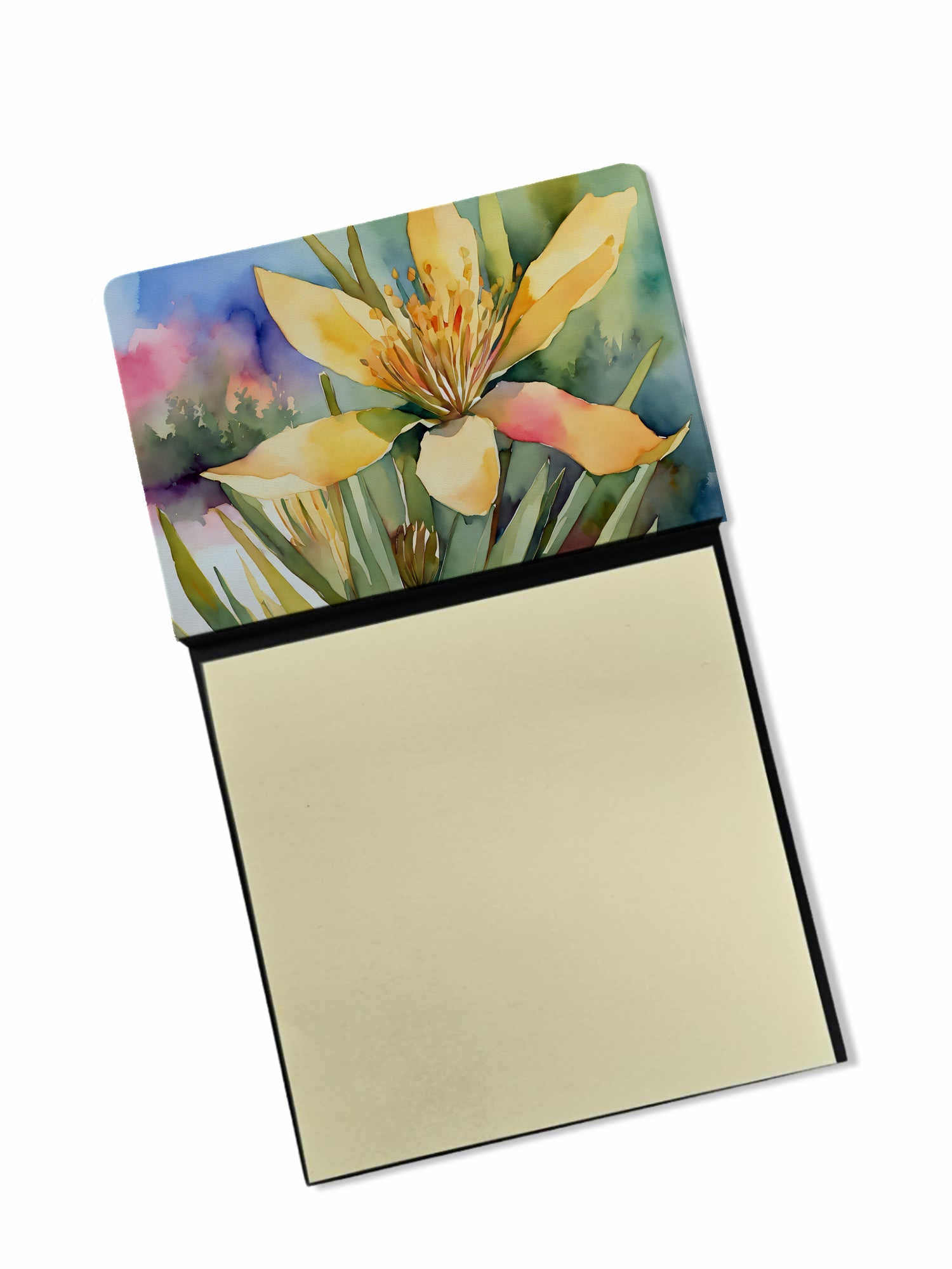 New Mexico Yucca Flower in Watercolor Watercolor Sticky Note Holder Refillable Dispenser Desk Accessory 3x3 Pad Gift
