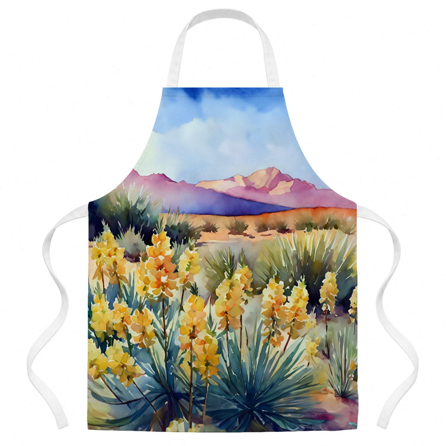 New Mexico Yucca Flower in Watercolor Apron Cooking Kitchen Server Baking Crafts Gardening for Adult Women Men, Unisex, Large, Multicolor