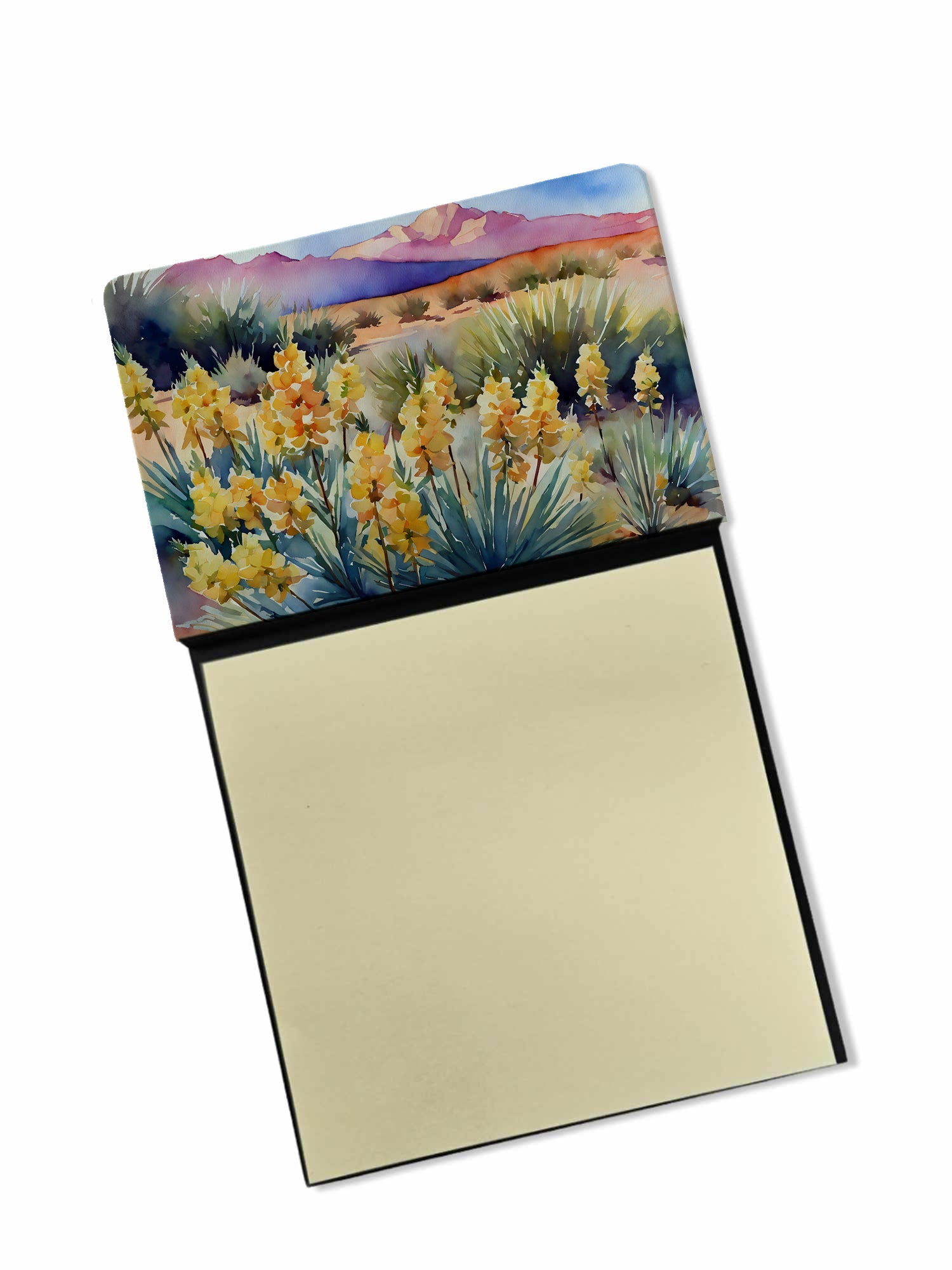 New Mexico Yucca Flower in Watercolor Watercolor Sticky Note Holder Refillable Dispenser Desk Accessory 3x3 Pad Gift