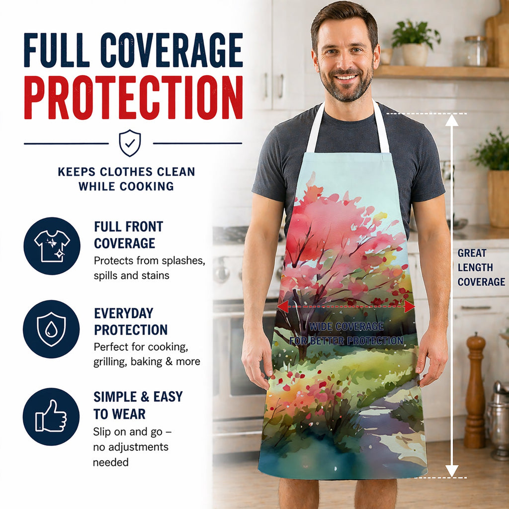 North Carolina Dogwoods in Watercolor Apron Cooking Kitchen Server Baking Crafts Gardening for Adult Women Men, Unisex, Large, Multicolor