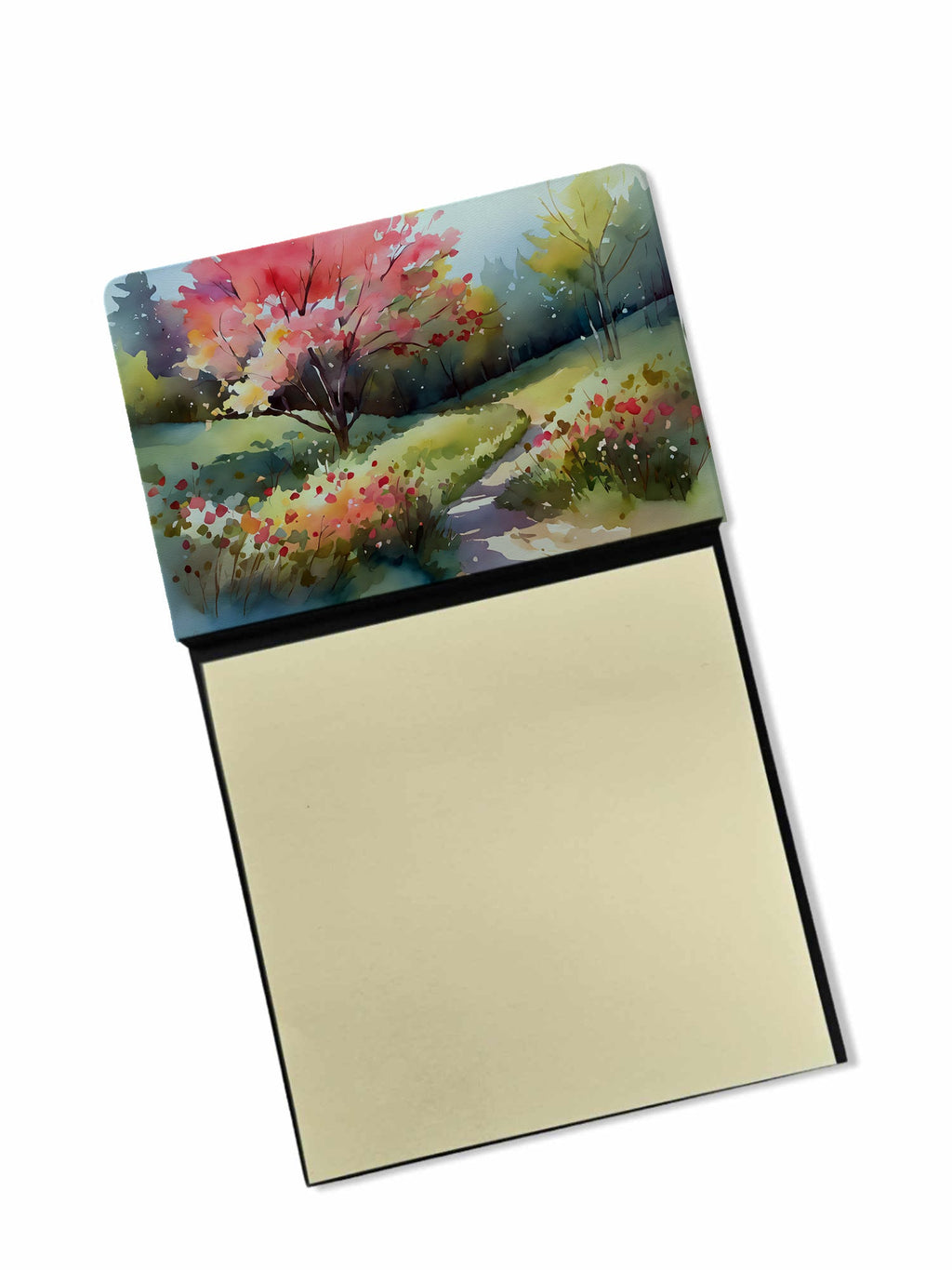 North Carolina Dogwoods in Watercolor Watercolor Sticky Note Holder Refillable Dispenser Desk Accessory 3x3 Pad Gift
