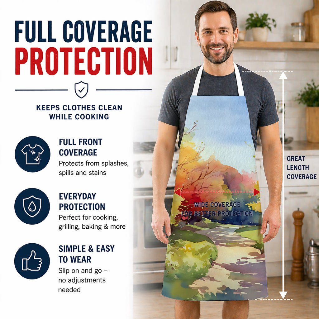 North Carolina Dogwoods in Watercolor Apron Cooking Kitchen Server Baking Crafts Gardening for Adult Women Men, Unisex, Large, Multicolor