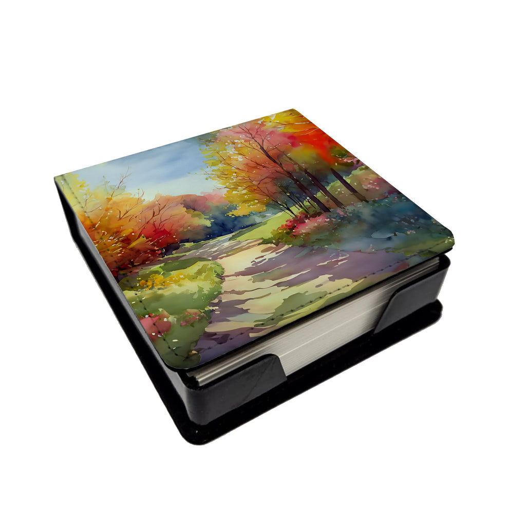 North Carolina Dogwoods in Watercolor PU Leather Note Paper Holder with Artist-Designed Cover, Desk Accessory, Office Gift