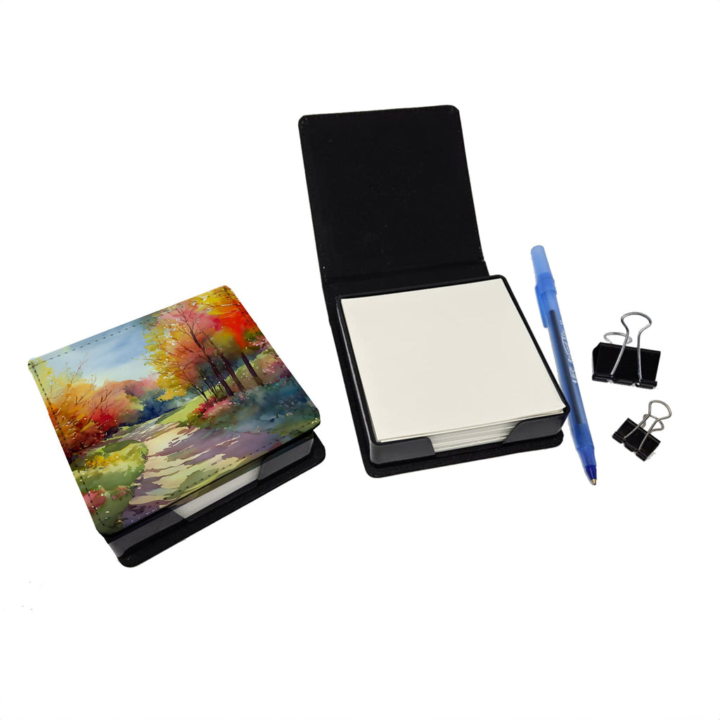 North Carolina Dogwoods in Watercolor PU Leather Note Paper Holder with Artist-Designed Cover, Desk Accessory, Office Gift