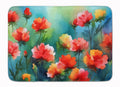 Ohio Scarlet Carnations in Watercolor Memory Foam Kitchen Mat Machine Washable Anti-Fatigue Cushion Comfort Bath or Kitchen Rug