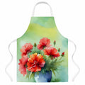 Ohio Scarlet Carnations in Watercolor Apron Cooking Kitchen Server Baking Crafts Gardening for Adult Women Men, Unisex, Large, Multicolor