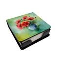 Ohio Scarlet Carnations in Watercolor PU Leather Note Paper Holder with Artist-Designed Cover, Desk Accessory, Office Gift