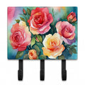 Oklahoma Roses in Watercolor Leash or Key Holder Wall Hooks, Coat Rack Wall Mount, for Hanging Keys, Towels, Aprons, Leashes