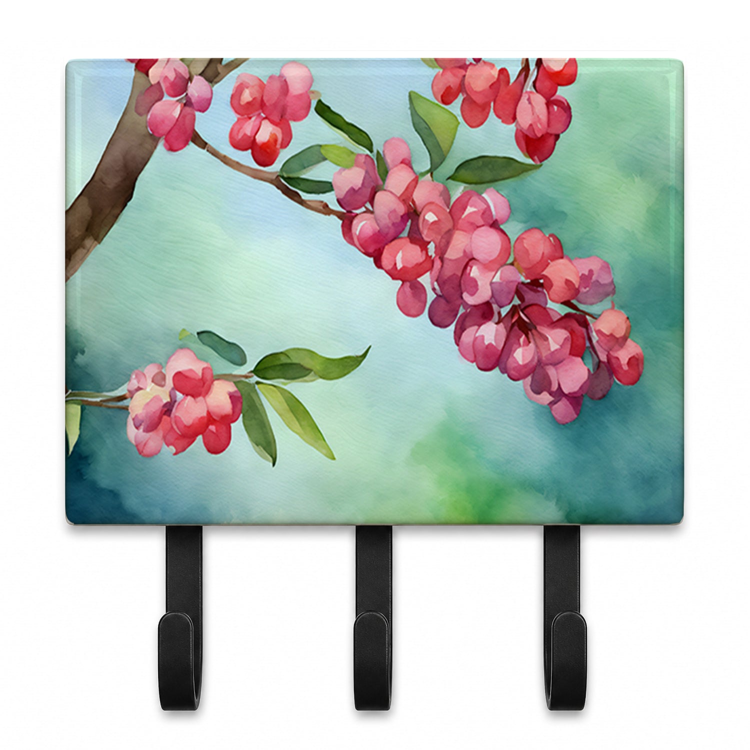 Pennsylvania Mountain Laurels in Watercolor Leash or Key Holder Wall Hooks, Coat Rack Wall Mount, for Hanging Keys, Towels, Aprons, Leashes