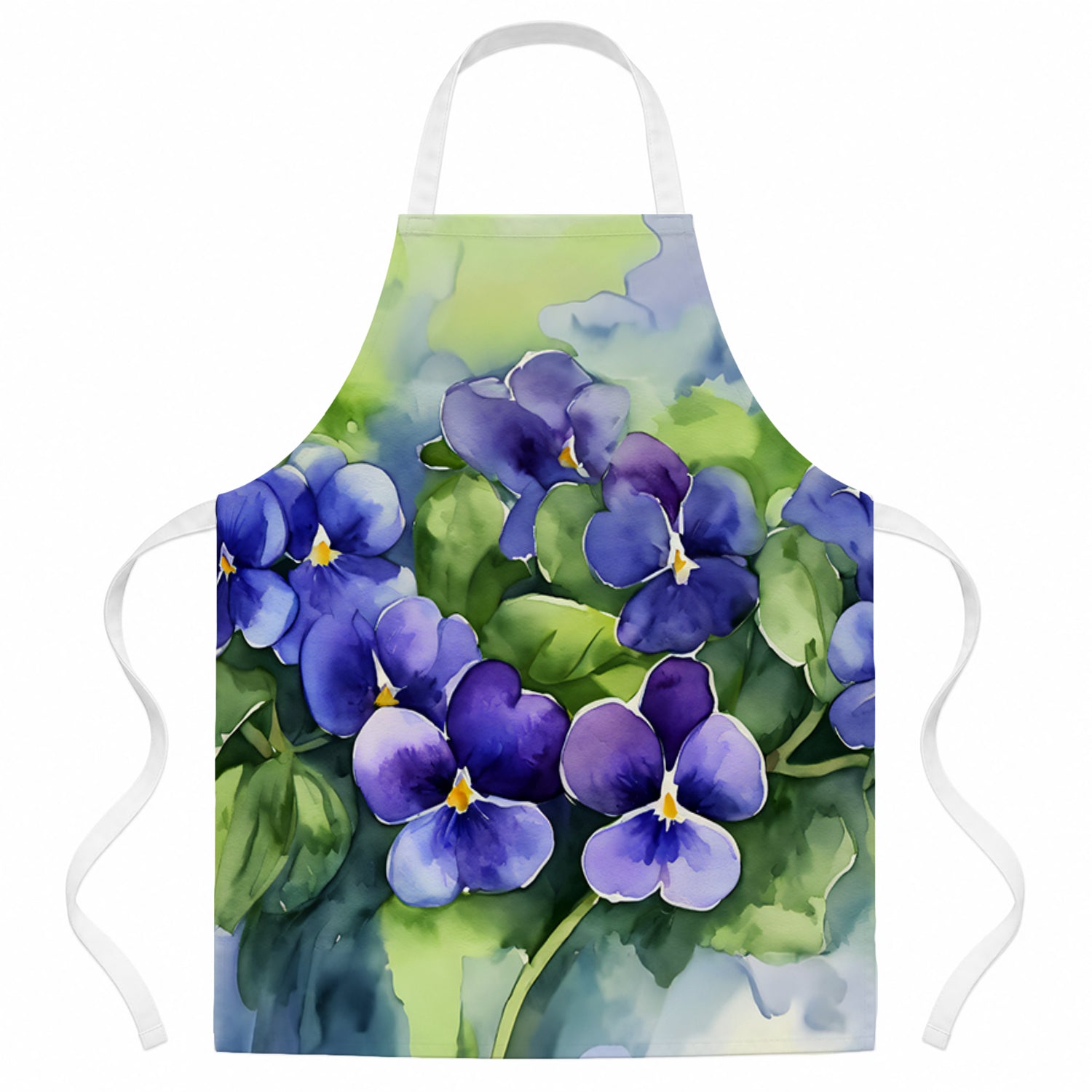 Rhode Island Violets in Watercolor Apron Cooking Kitchen Server Baking Crafts Gardening for Adult Women Men, Unisex, Large, Multicolor