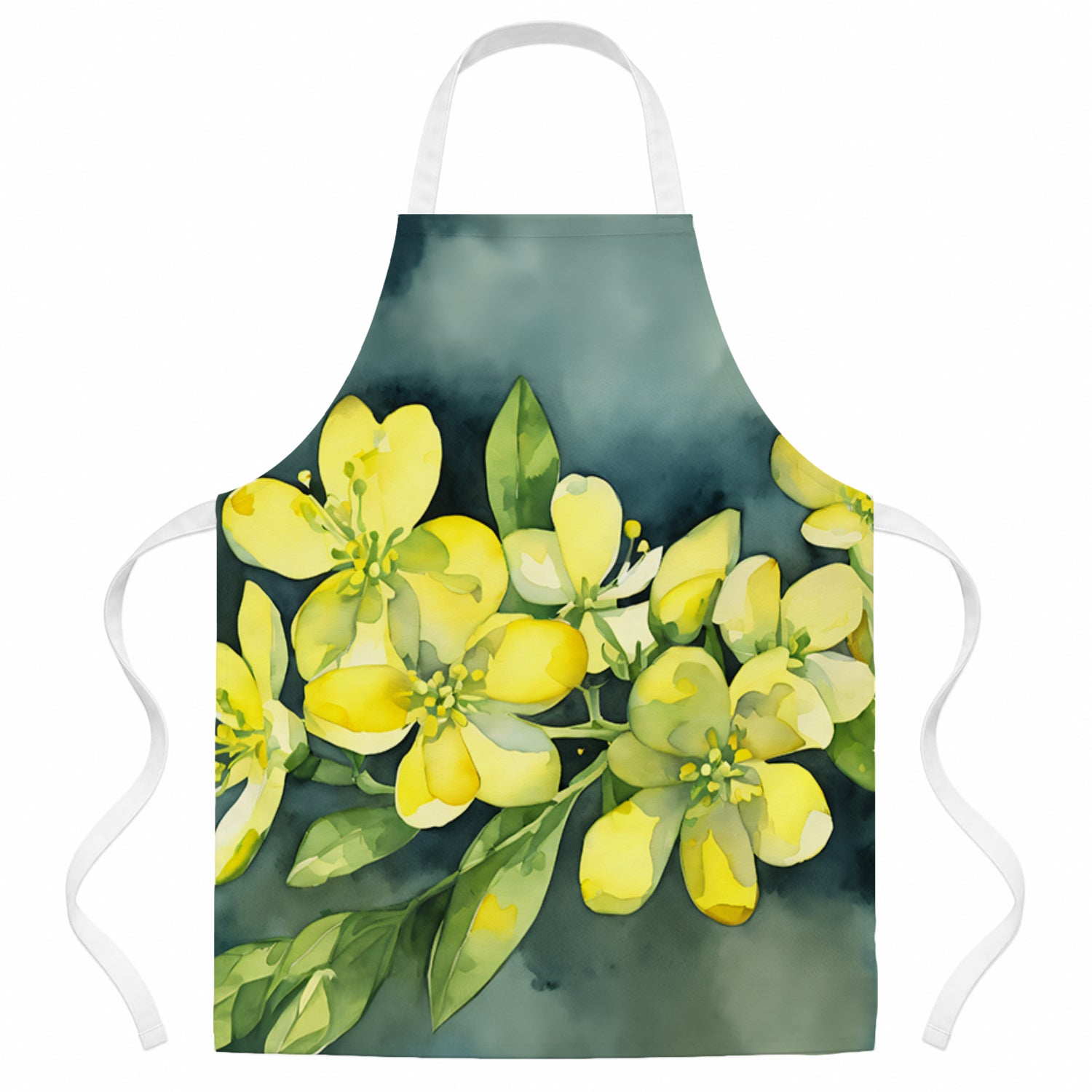 South Carolina Yellow Jessamine in Watercolor Apron Cooking Kitchen Server Baking Crafts Gardening for Adult Women Men, Unisex, Large, Multicolor
