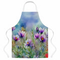 South Dakota Pasque Flowers in Watercolor Apron Cooking Kitchen Server Baking Crafts Gardening for Adult Women Men, Unisex, Large, Multicolor