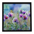 South Dakota Pasque Flowers in Watercolor Framed Metal Print Bathroom, Kitchen, Office, Home Decor Wall Art Ready to Hang, Square, 8X8
