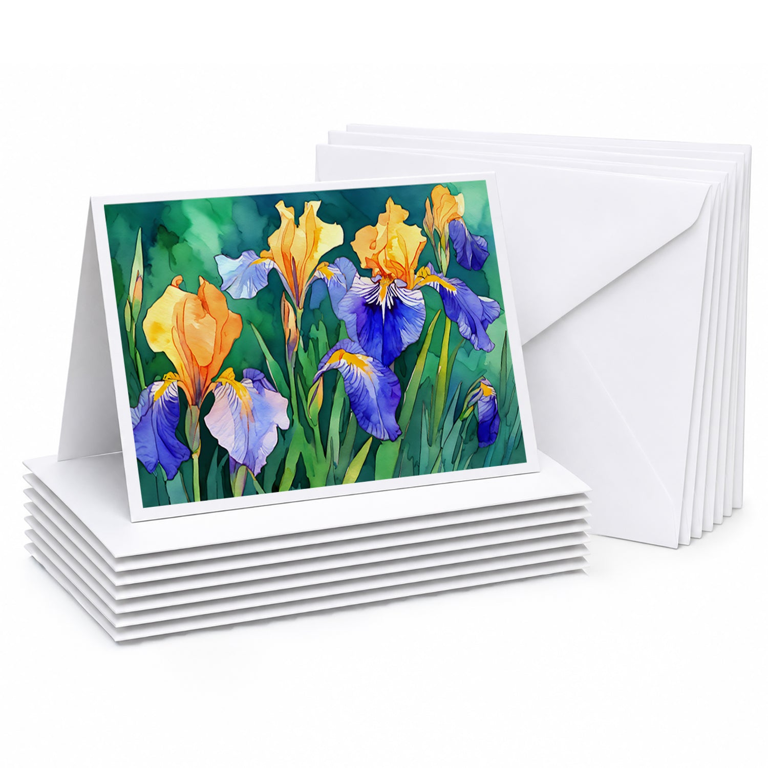 Tennessee Iris in Watercolor Greeting Cards Pack of 8 Blank Cards with Envelopes Whimsical A7 Size 5x7