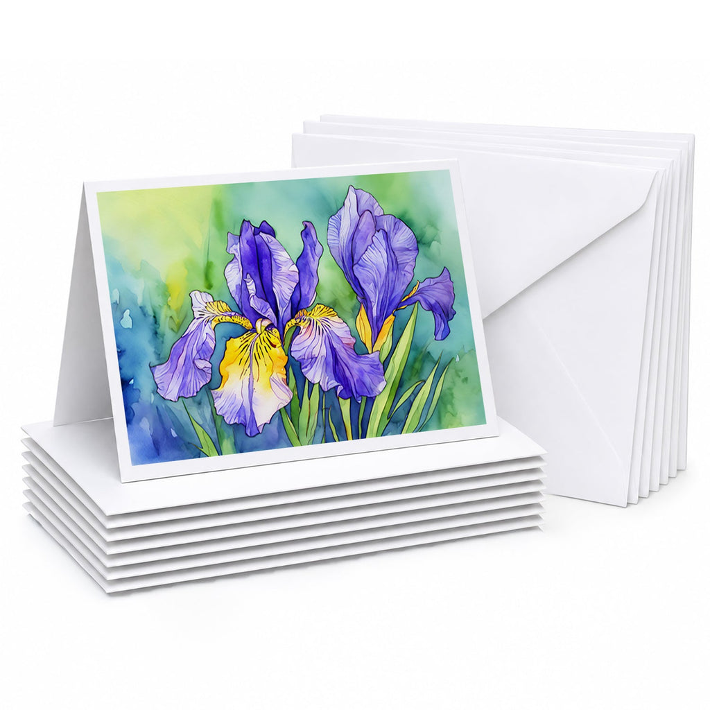 Tennessee Iris in Watercolor Greeting Cards Pack of 8 Blank Cards with Envelopes Whimsical A7 Size 5x7