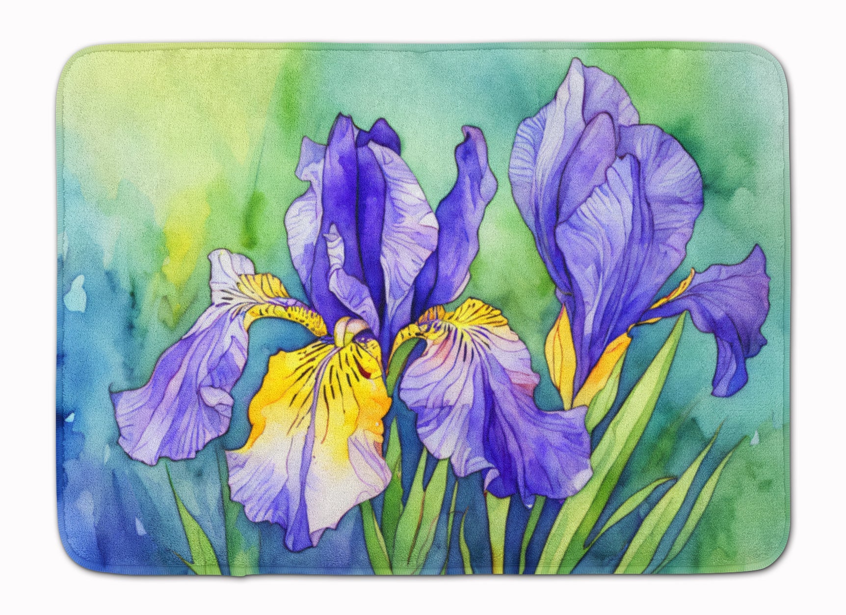 Tennessee Iris in Watercolor Memory Foam Kitchen Mat Machine Washable Anti-Fatigue Cushion Comfort Bath or Kitchen Rug