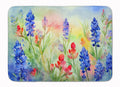 Texas Bluebonnets in Watercolor Memory Foam Kitchen Mat Machine Washable Anti-Fatigue Cushion Comfort Bath or Kitchen Rug