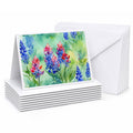 Texas Bluebonnets in Watercolor Greeting Cards Pack of 8 Blank Cards with Envelopes Whimsical A7 Size 5x7