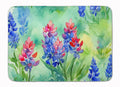 Texas Bluebonnets in Watercolor Memory Foam Kitchen Mat Machine Washable Anti-Fatigue Cushion Comfort Bath or Kitchen Rug
