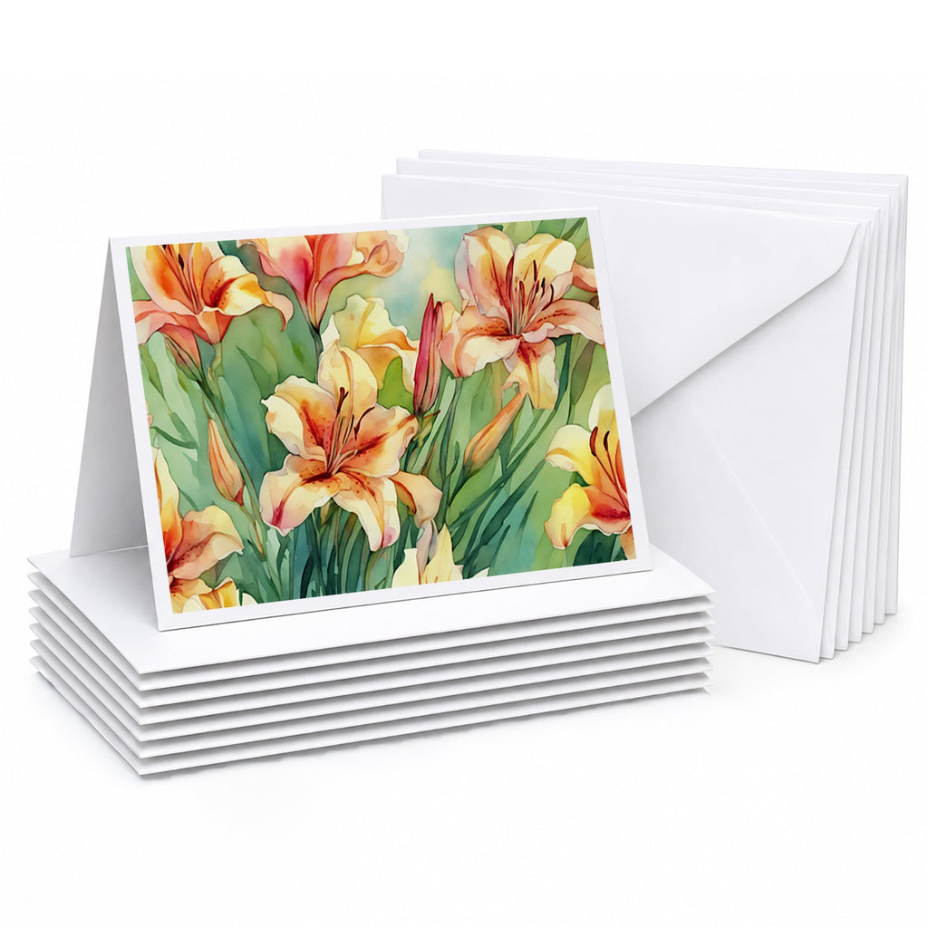 Utah Sego Lilies in Watercolor Greeting Cards Pack of 8 Blank Cards with Envelopes Whimsical A7 Size 5x7