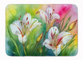 Utah Sego Lilies in Watercolor Memory Foam Kitchen Mat Machine Washable Anti-Fatigue Cushion Comfort Bath or Kitchen Rug