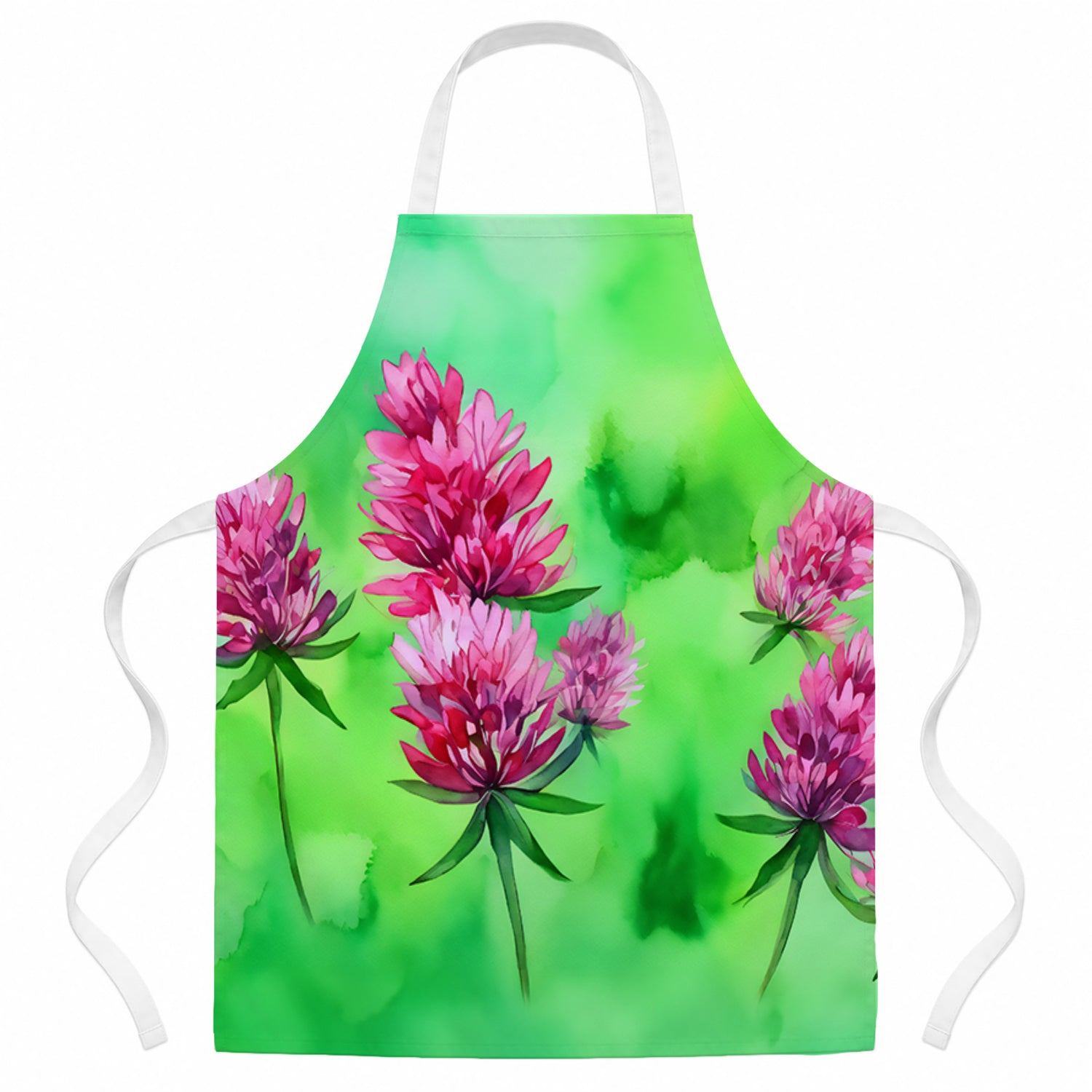 Vermont Red Clover in Watercolor Apron Cooking Kitchen Server Baking Crafts Gardening for Adult Women Men, Unisex, Large, Multicolor