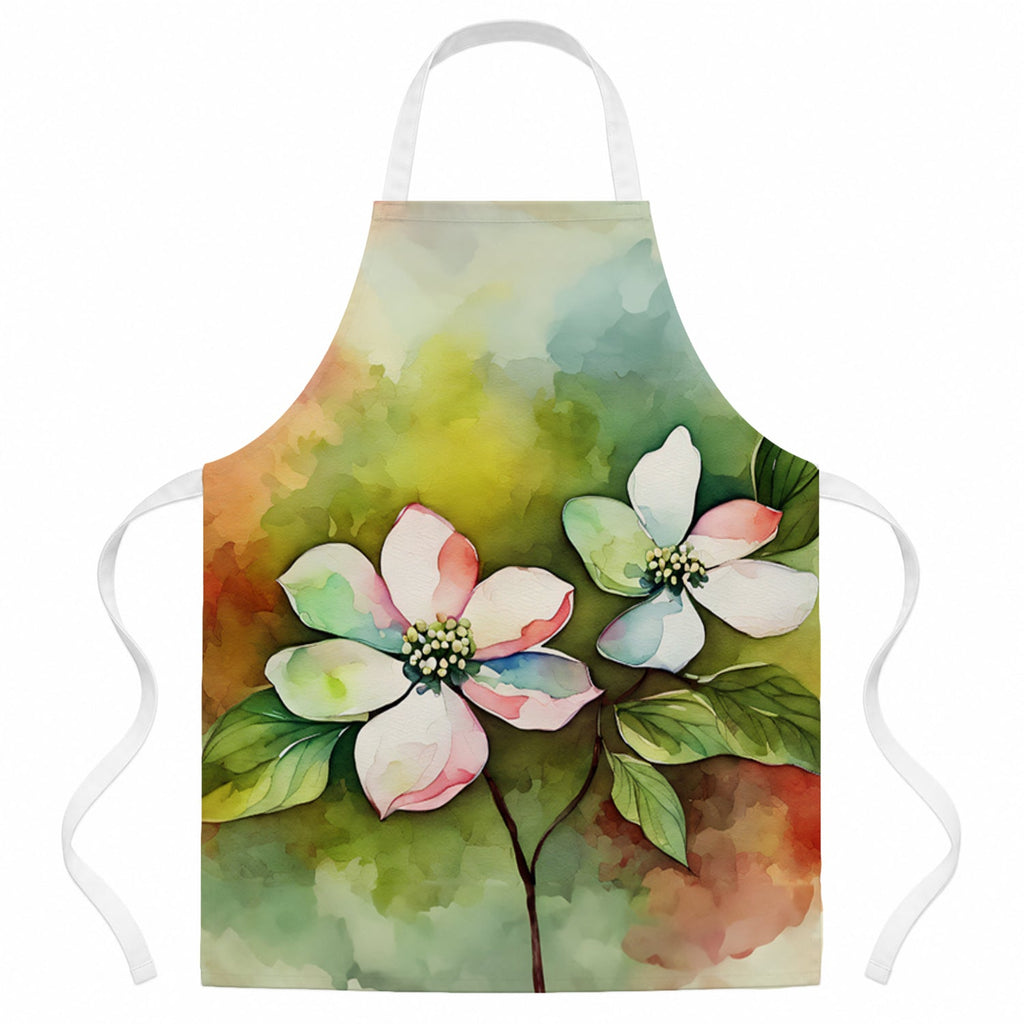 Virginia American Dogwood in Watercolor Apron Cooking Kitchen Server Baking Crafts Gardening for Adult Women Men, Unisex, Large, Multicolor