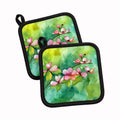 Virginia American Dogwood in Watercolor Pot Holder Set of 2 Heat Resistant Quilted Hot Pads 7.5 x 7.5 Inch, Insulated Kitchen Trivets for Cooking & Baking