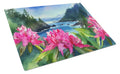 Washington Coast Rhododendrons in Watercolor Cutting Board Tempered Glass Kitchen Cutting Surface, Heat Resistant Chopping, Non-Slip Feet, Food Prep & Serving