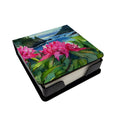 Washington Coast Rhododendrons in Watercolor PU Leather Note Paper Holder with Artist-Designed Cover, Desk Accessory, Office Gift