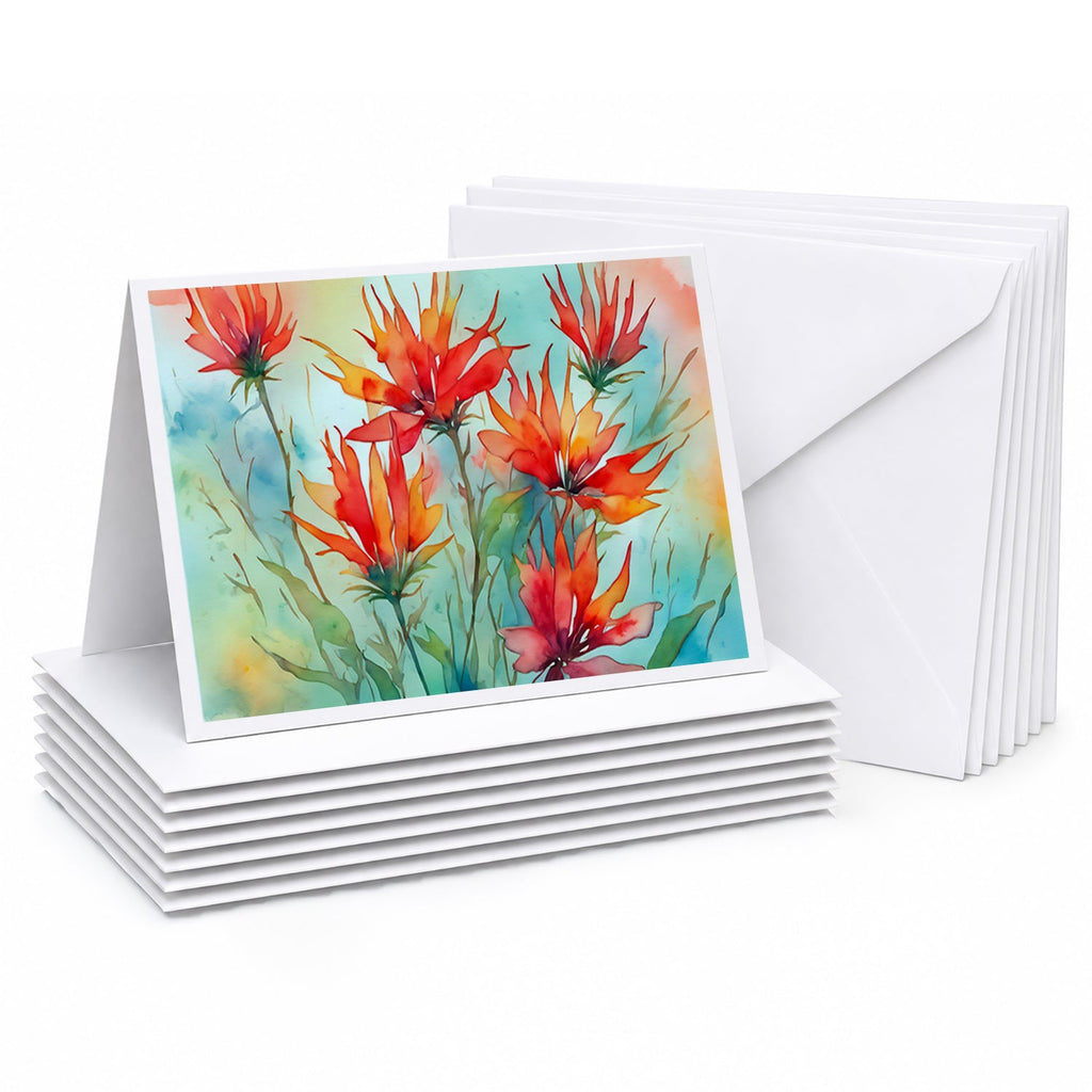 Wyoming Indian Paintbrush in Watercolor Greeting Cards Pack of 8 Blank Cards with Envelopes Whimsical A7 Size 5x7