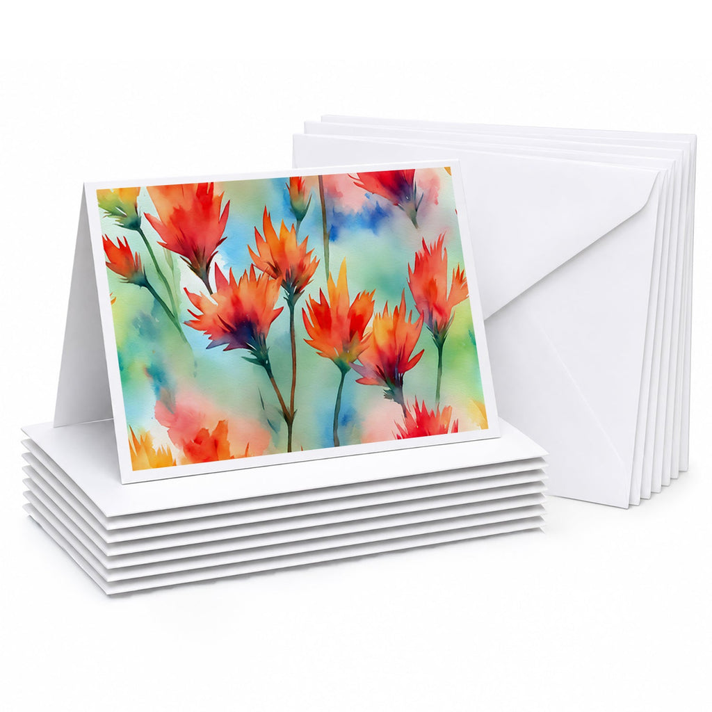 Wyoming Indian Paintbrush in Watercolor Greeting Cards Pack of 8 Blank Cards with Envelopes Whimsical A7 Size 5x7