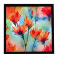 Wyoming Indian Paintbrush in Watercolor Framed Metal Print Bathroom, Kitchen, Office, Home Decor Wall Art Ready to Hang, Square, 8X8