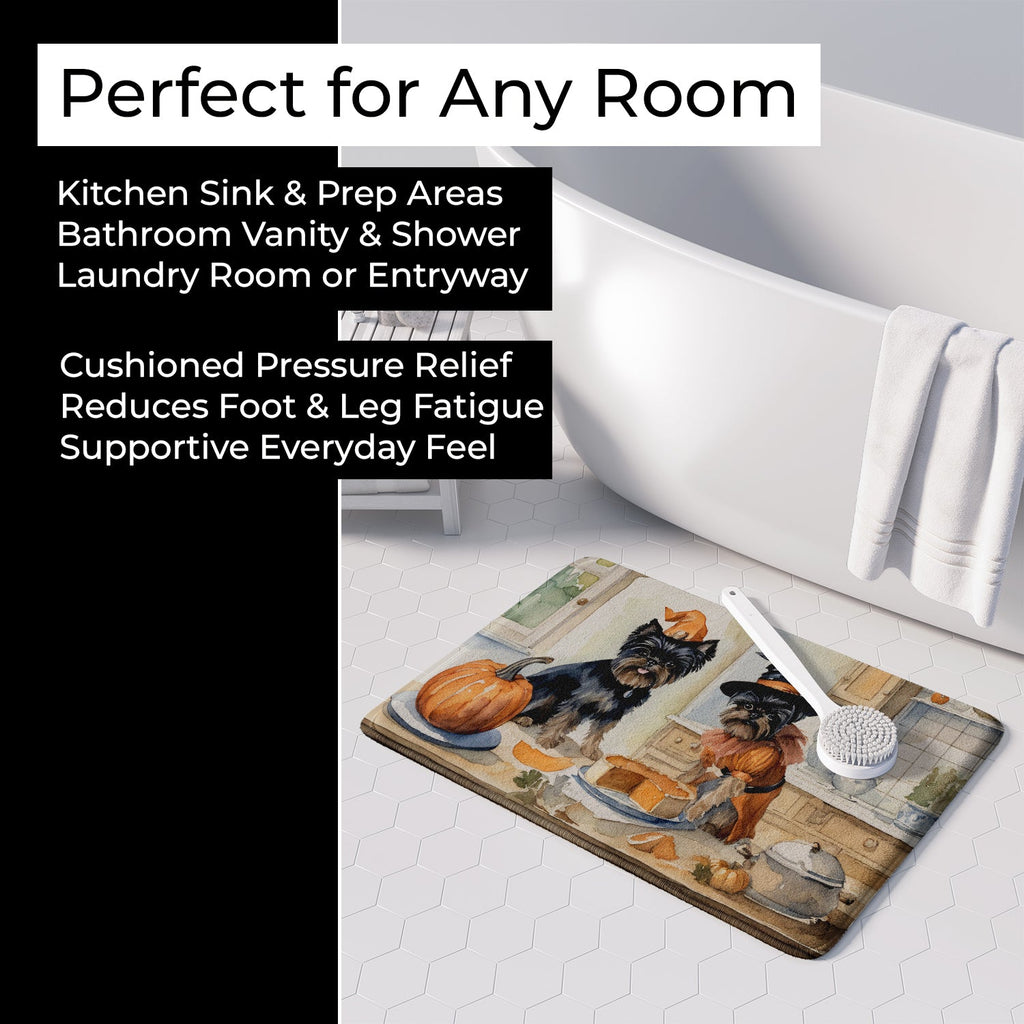 Affenpinscher Fall Kitchen Pumpkins Memory Foam Kitchen Mat Machine Washable Anti-Fatigue Cushion Comfort Bath or Kitchen Rug