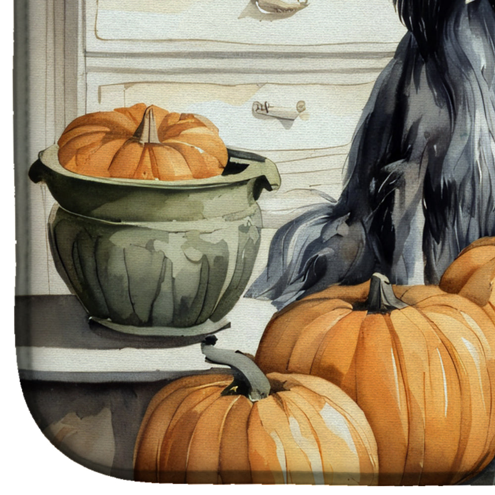 Afghan Hound Fall Kitchen Pumpkins Dish Drying Mat Absorbent Dish Drying Mat Pad for Kitchen Counter Dish Drainer Mat for Countertop, 14 x 21", Multicolor