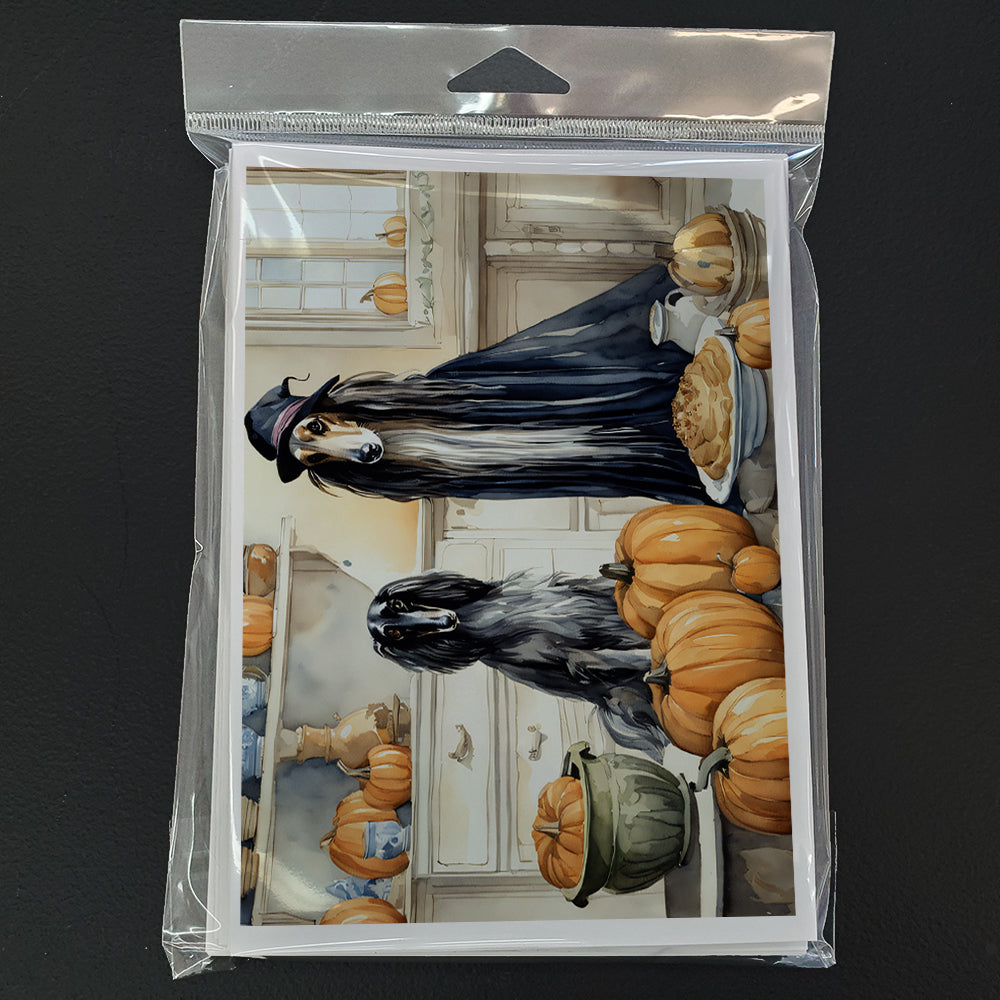 Afghan Hound Fall Kitchen Pumpkins Greeting Cards Pack of 8 Blank Cards with Envelopes Whimsical A7 Size 5x7
