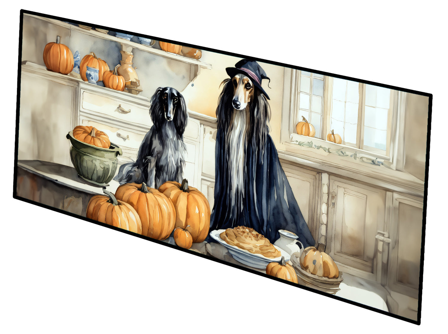 Afghan Hound Fall Kitchen Pumpkins Runner Mat 28x58 Front Door Mat Indoor Outdoor Rugs for Entryway Hallway Foyer Non Slip Washable Wide Doormat