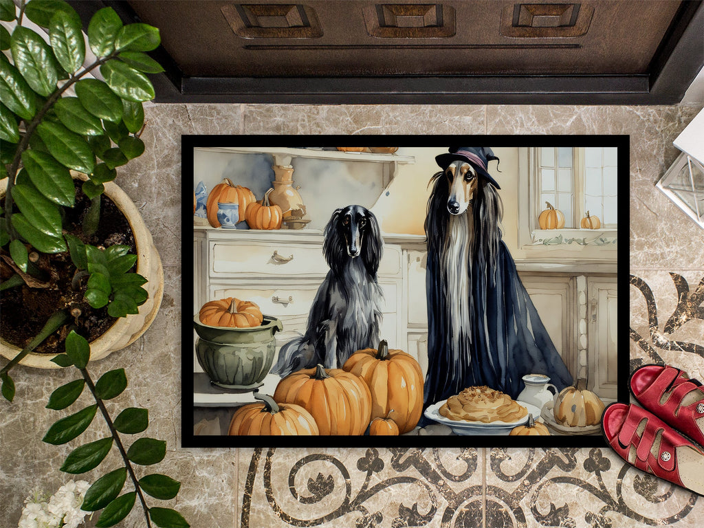 Afghan Hound Fall Kitchen Pumpkins Doormat Indoor Outdoor 24H X 36W Front Door Mat Rugs for Entryway, Non Slip Washable Low Pile,
