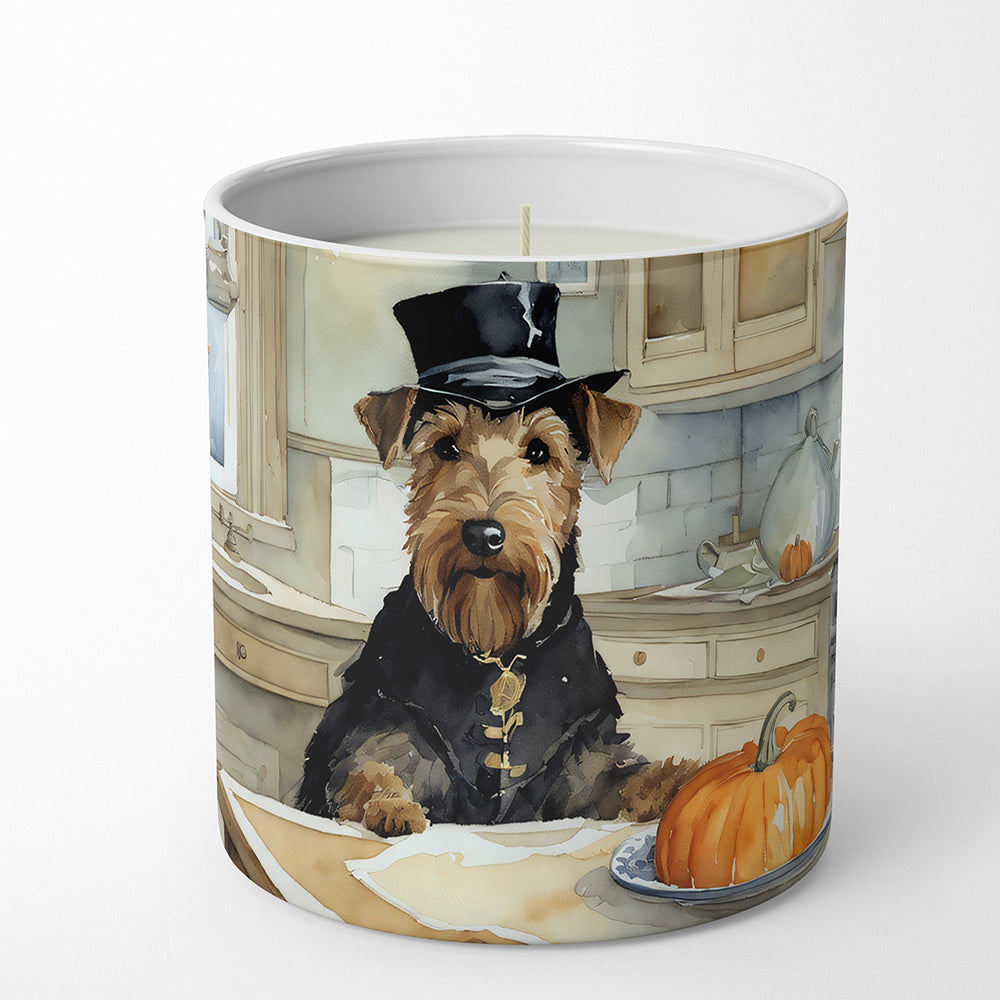 Airedale Terrier Fall Kitchen Pumpkins Decorative Soy Candle Nature Soy Wax Essential Oil Home Decor Ideal for Bedroom Kitchen Bath Office Gift, 10 oz