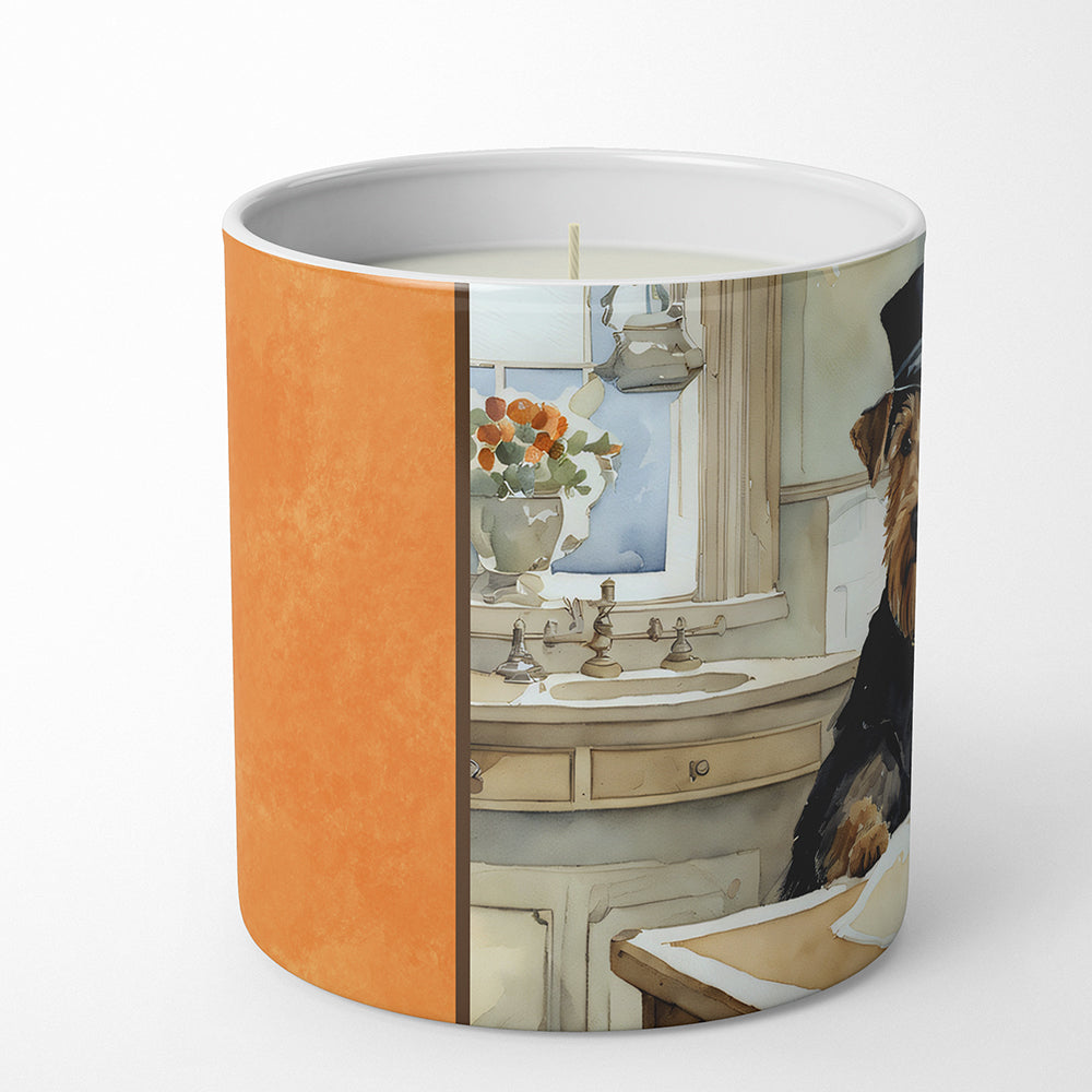 Airedale Terrier Fall Kitchen Pumpkins Decorative Soy Candle Nature Soy Wax Essential Oil Home Decor Ideal for Bedroom Kitchen Bath Office Gift, 10 oz