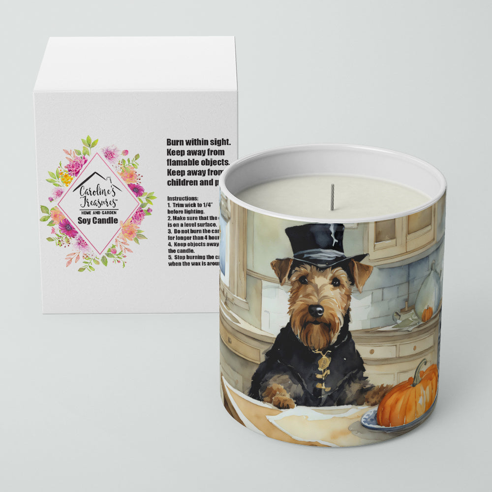 Airedale Terrier Fall Kitchen Pumpkins Decorative Soy Candle Nature Soy Wax Essential Oil Home Decor Ideal for Bedroom Kitchen Bath Office Gift, 10 oz