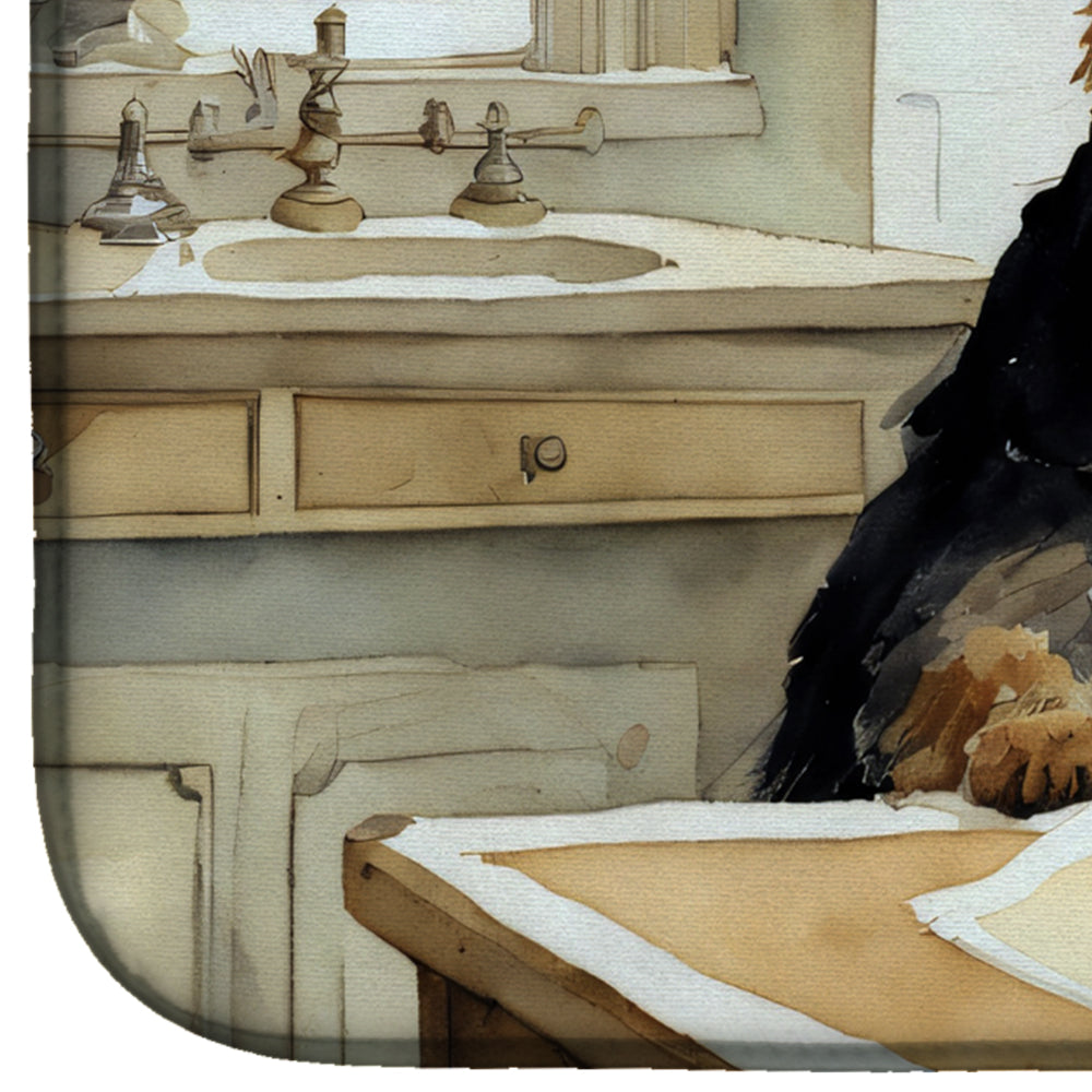 Airedale Terrier Fall Kitchen Pumpkins Dish Drying Mat Absorbent Dish Drying Mat Pad for Kitchen Counter Dish Drainer Mat for Countertop, 14 x 21", Multicolor