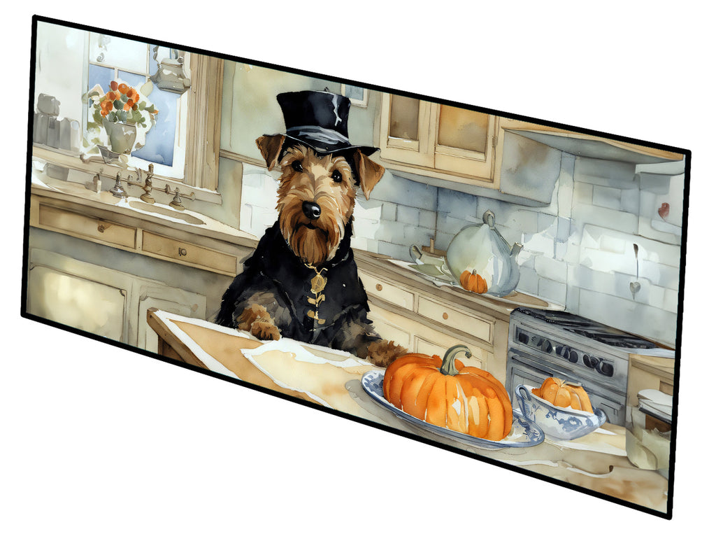 Airedale Terrier Fall Kitchen Pumpkins Runner Mat 28x58 Front Door Mat Indoor Outdoor Rugs for Entryway Hallway Foyer Non Slip Washable Wide Doormat