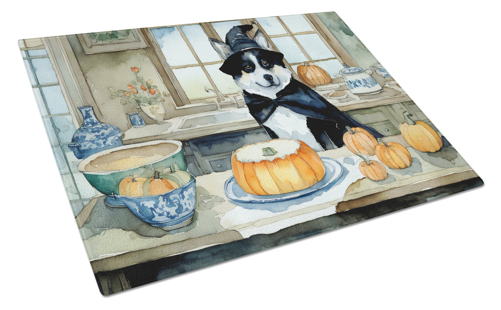 Akita Fall Kitchen Pumpkins Cutting Board Tempered Glass Kitchen Cutting Surface, Heat Resistant Chopping, Non-Slip Feet, Food Prep & Serving