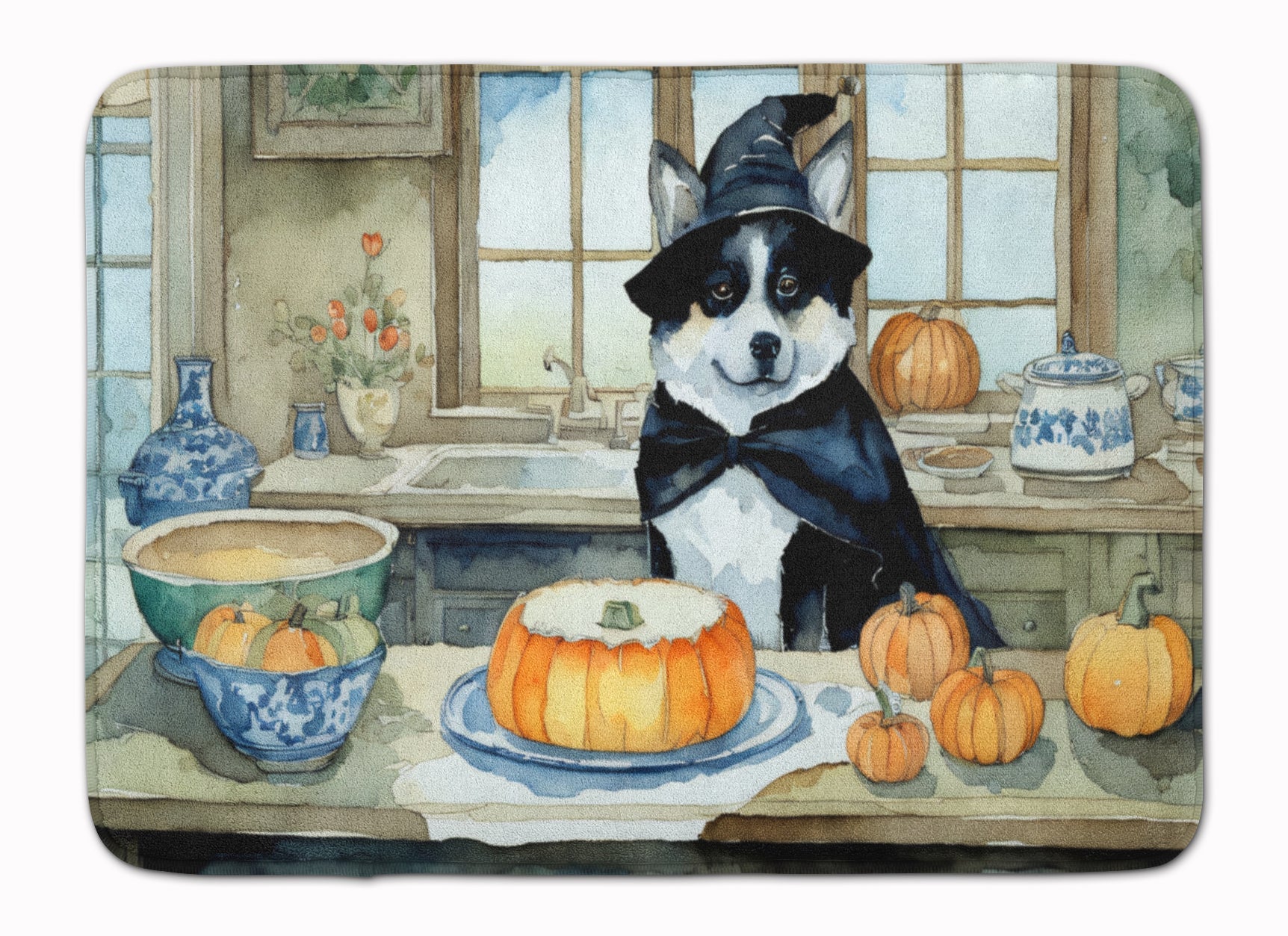 Akita Fall Kitchen Pumpkins Memory Foam Kitchen Mat Machine Washable Anti-Fatigue Cushion Comfort Bath or Kitchen Rug