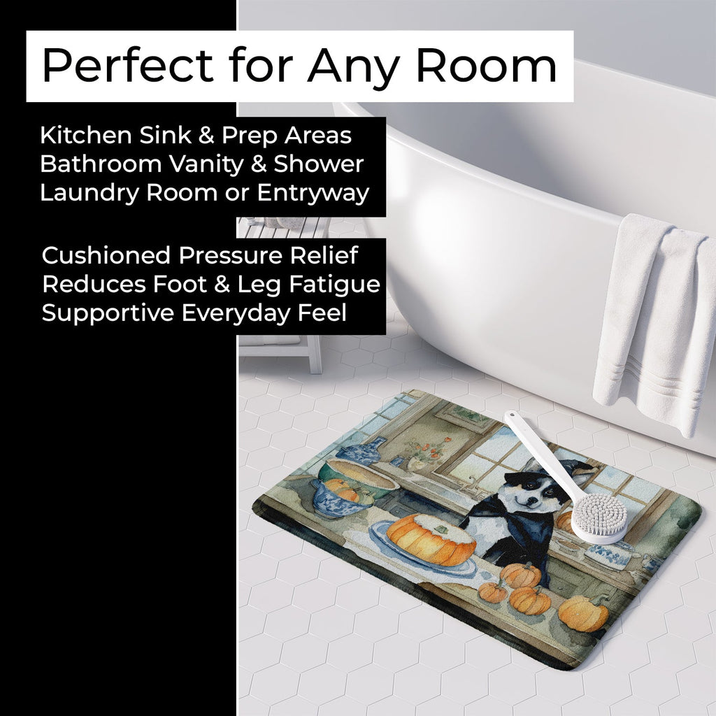 Akita Fall Kitchen Pumpkins Memory Foam Kitchen Mat Machine Washable Anti-Fatigue Cushion Comfort Bath or Kitchen Rug