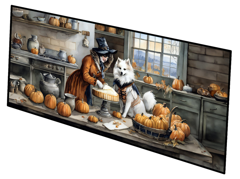 American Eskimo Fall Kitchen Pumpkins Runner Mat 28x58 Front Door Mat Indoor Outdoor Rugs for Entryway Hallway Foyer Non Slip Washable Wide Doormat
