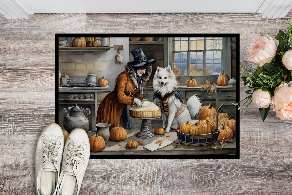 American Eskimo Fall Kitchen Pumpkins Doormat Indoor Outdoor 24H X 36W Front Door Mat Rugs for Entryway, Non Slip Washable Low Pile,