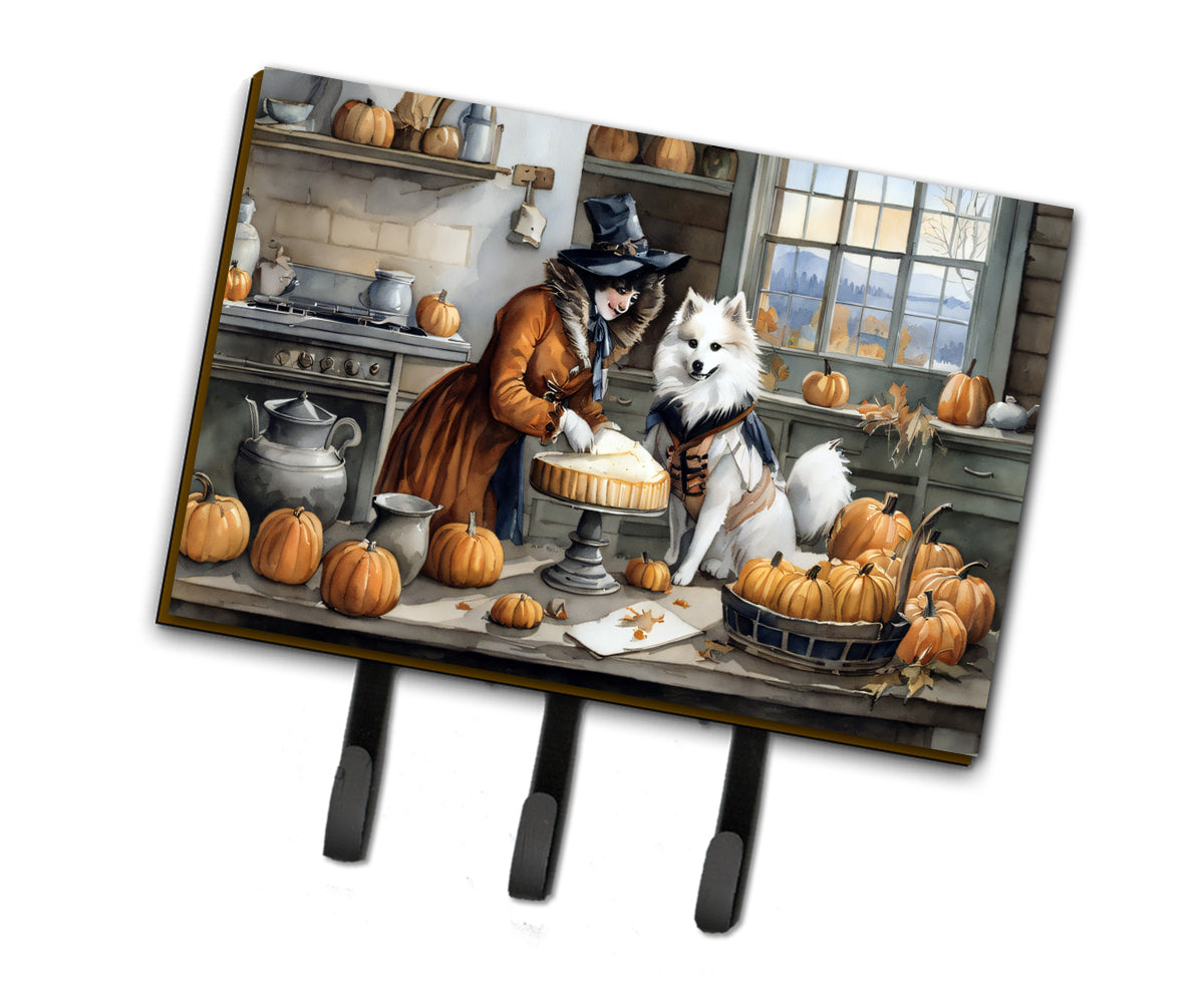 American Eskimo Fall Kitchen Pumpkins Leash or Key Holder Wall Hooks, Coat Rack Wall Mount, for Hanging Keys, Towels, Aprons, Leashes