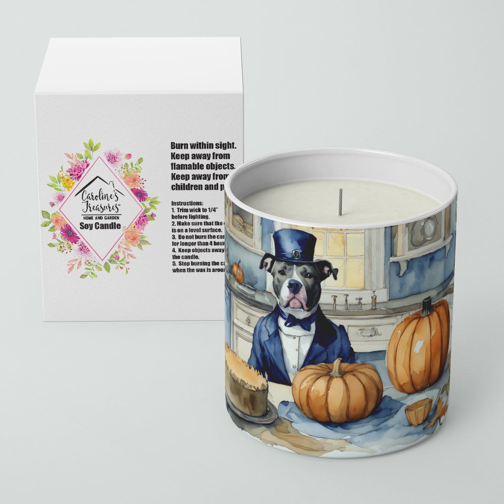 Pit Bull Terrier Fall Kitchen Pumpkins Decorative Soy Candle Nature Soy Wax Essential Oil Home Decor Ideal for Bedroom Kitchen Bath Office Gift, 10 oz
